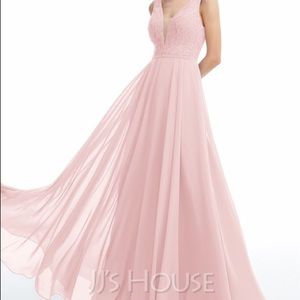 JJ’s House A-Line V-neck Floor-Length Bridesmaid Dress #254684